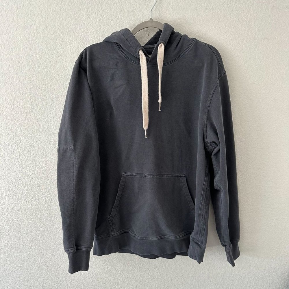 Buck Mason Men's Navy Blue Pullover Hoodie Long Sleeve Thick Solid Basic L